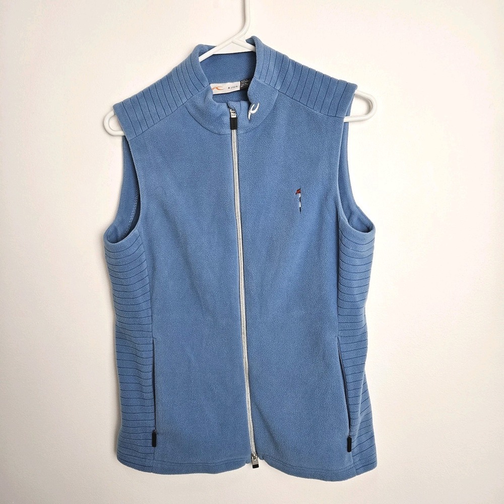 KJUS Maxima Vest Womens Sz M Sleeveless Fleece‎ Golf Activewear Blue READ
